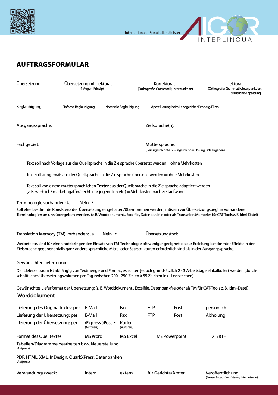 Vorschau Auftrag